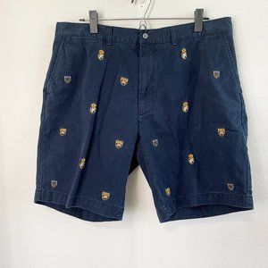 Polo Ralph Lauren Mens Shield Shorts Navy Blue Chino Size 38 Embroidered